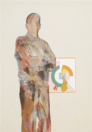 RENATO MAMBOR (1936-) Uomo torre 2006acrilico su tela applicata su tavola cm...