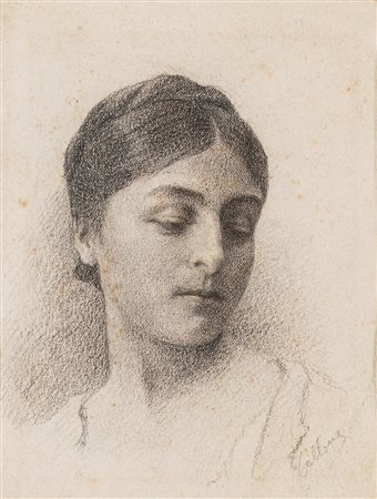 Cesare Tallone (Savona 1853-Milano 1919)  - Ritratto di giovane donna