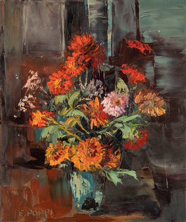 Eugenio Poppi (Sant'Agata Bolognese 1922-?)  - Vaso di fiori, 1974