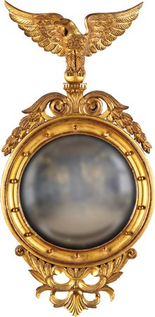 Specchiera "bull's eye" in legno dorato, Inghilterra, XIX secolo cm 96x49...