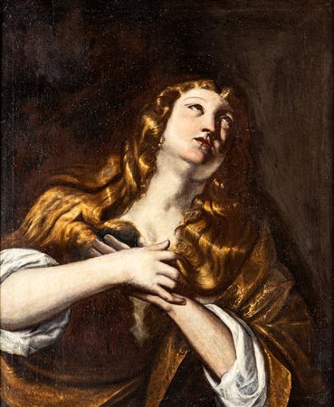 Scuola Romana del XVII secolo Maria Maddalena Orante olio su tela cm 72x59 -...