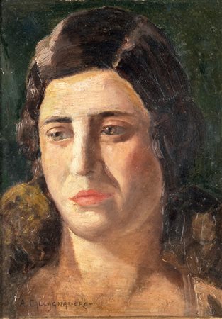 Antonino Calcagnadoro (Rieti 1876-Roma 1935) Ritratto femminile olio su tela...