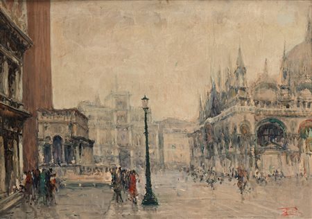 Venezia, Piazza San Marco 1921 olio su tela cm 50,5x70,5 - in cornice cm...