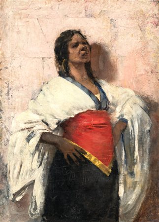 Michele Cammarano (Napoli 1835-Napoli 1920) Ritratto di donna eritrea olio su...