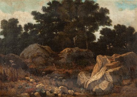 Michele Cammarano (attribuito a) (Napoli 1835-Napoli 1920) Paesaggio olio su...