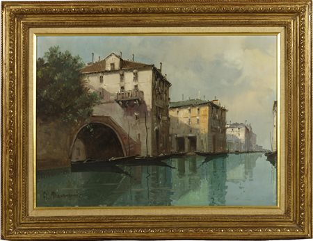 Aldo Marangoni (XX secolo) Senza titolo (Venezia), 1940/50 Olio su tela cm...
