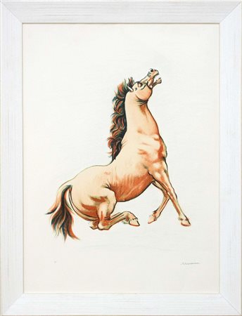Francesco Messina, Cavallo, anni Ottanta, litografia, cm 53x73, esemplare...