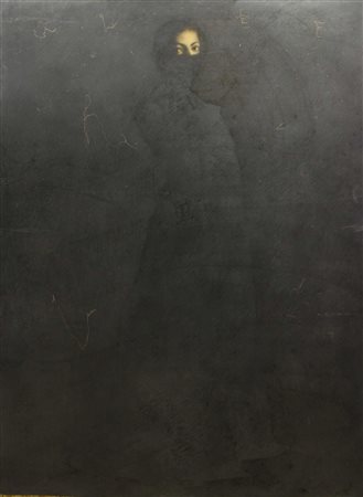 Omar Galliani, Figura femminile, 1996, grafite su tavola, cm 190x130,...