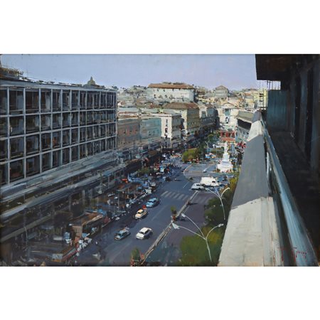 Andrea Patrisi (Napoli 04/12/1954)  - Corso Sicilia, Catania, veduta a volo d'uccello, 1980