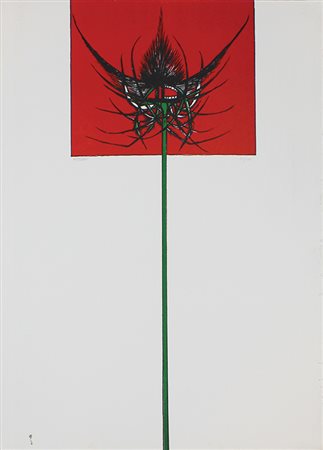 Fabbri Agenore Fiore in rosso, 1969 litografia a 3 colori su carta, cm....