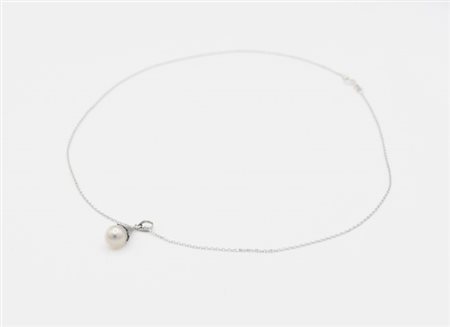 Collana in oro bianco 750 con pendente con perla