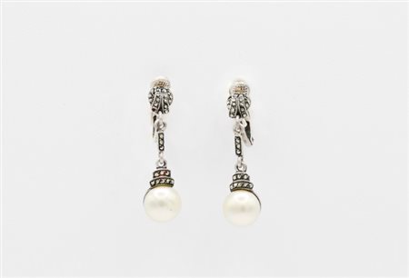 Orecchini in argento con perle blister e marcassiti
