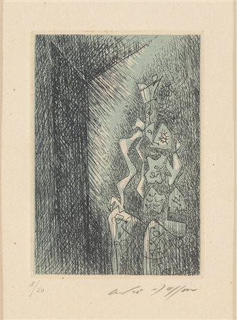 André Masson (Balagny-sur-Thérain 1896 - Parigi 1987), “Dans la chambre secrète”, 1964.