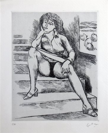 GUTTUSO RENATO (Bagheria 1912 - Roma 1987) "Marta" Litografia su carta cm. H:...