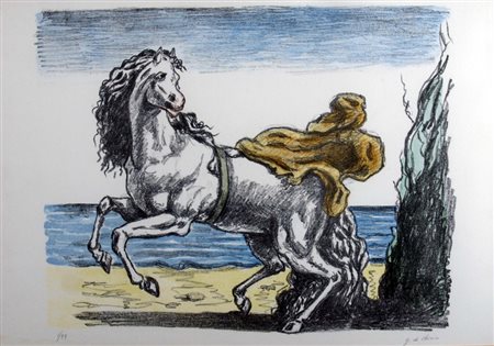 DE CHIRICO GIORGIO (Volos 1888 - Roma 1978) "Cavallo con manto" 1969...