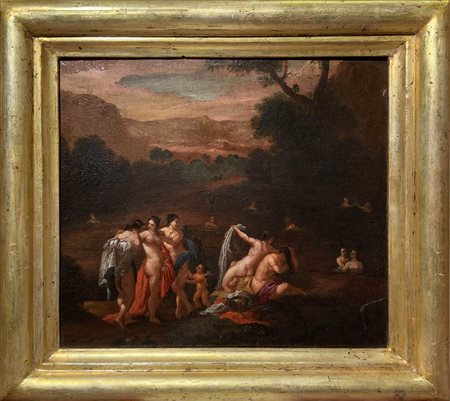 Lorenzo Pasinelli (cerchia_di) (Bologna 1629-Bologna 1700)  - Diana e le sue ninfe al bagno, 17° Sec