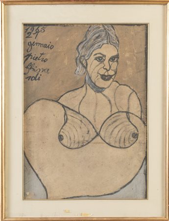 Pietro Ghizzardi (Viadana 1906 - Boretto 1986), Ritratto nudo femminile, 1965.