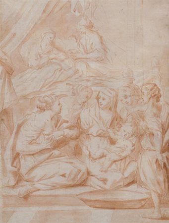 PITTORE DEL XIX SECOLO La nascita della VergineSanguigna su carta, cm 22x16,5.