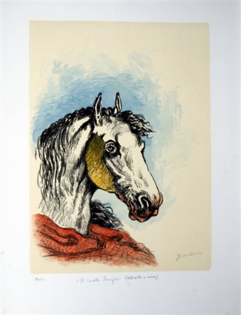 DE CHIRICO GIORGIO (Volos 1888 - Roma 1978) "Il cavallo bucefalo" Litografia...