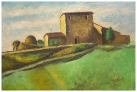 GIUSEPPE GAGLIARDI Bologna 1902 – 2005 Paesaggio Olio su cartone telato 35 x...
