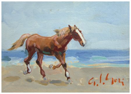 GINO PAOLO GORI Firenze 1911 – 1991 In riva al mare Olio su cartone telato 13...