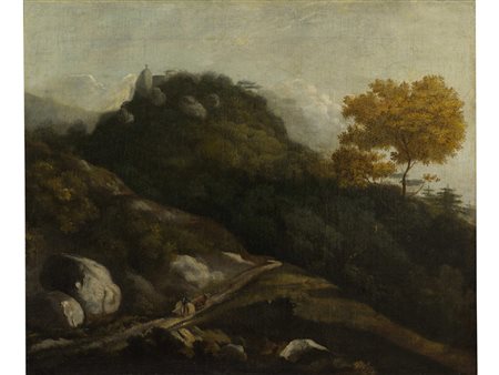 Anonimo (inizio XIX secolo) Paesaggio Olio su tela Senza cornice Misure 64x77 cm
