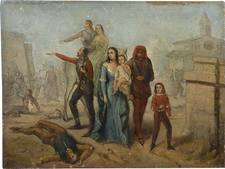 Anonimo (XIX secolo) La resa Olio su tela Senza cornice Lievi mancanze di...