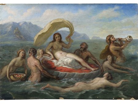 Anonimo (XIX secolo) La nascita di Venere Olio su tela Senza cornice Misure...