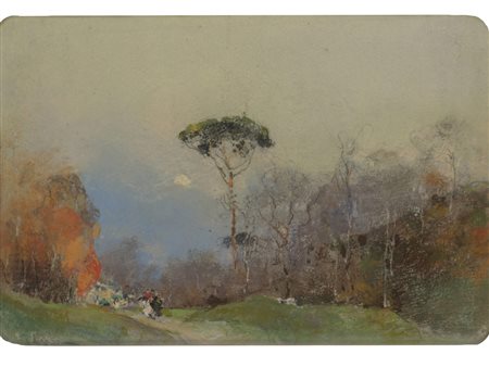 Giuseppe Casciaro (Ortelle 1863-Napoli 1945) Paesaggio Pastello su carta...