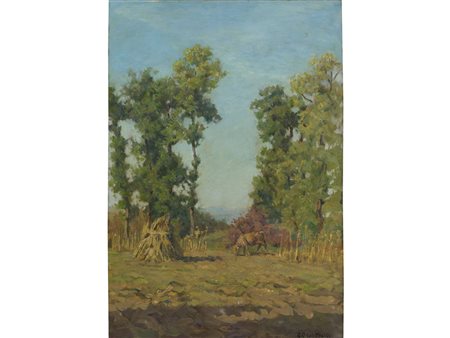 Luigi Comolli (1893-1976) Paesaggio Olio su tavoletta Firmato Misure 49x34 cm