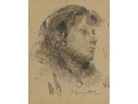 Adolfo Feragutti Visconti (Pura 1850–Milano 1924) Profilo di donna Acquarello...