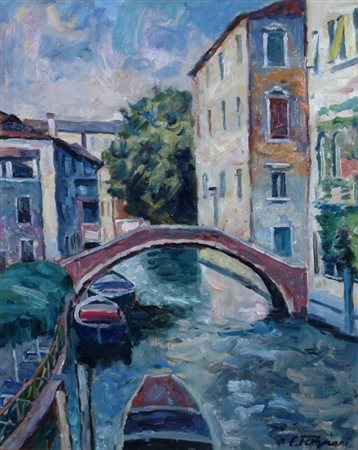 FERGNANI CORRADO (Viguzzolo d'Alessandria 1910 - Milano 1986) "Venezia" Olio...