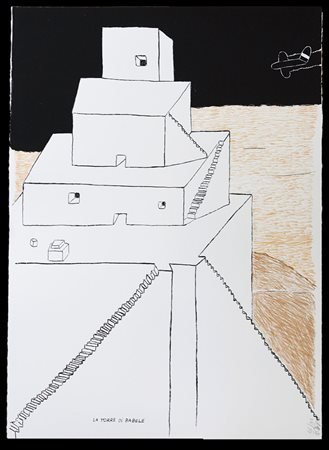 Sottsass Ettore La Torre di Babele litografia su carta, cm. 70x50, es. 31/100...