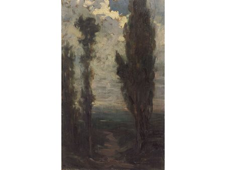 Arnaldo Zuccari (Brescia 1861-1939) Paesaggio Olio su tavoletta Misure...