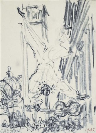 CADORIN GUIDO Venezia 1892 - 1977 Giocoliere 1942 disegno a matita su carta...