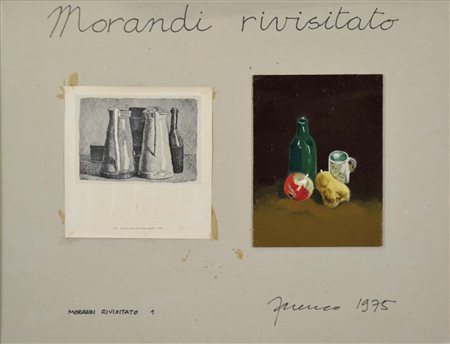 SARENCO Brescia 1945 Morandi rivisitato 1975 tecnica mista e collage su...