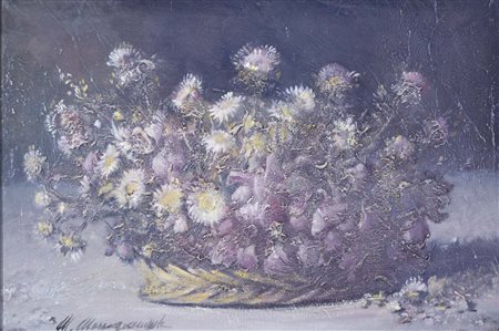 MASSAGRANDE MATTEO Padova 1959 Cesto di fiori olio su tavola 40x60 firma in...