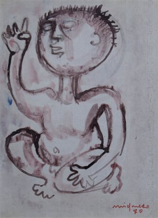 MIGNECO GIUSEPPE (Messina 1908 - Milano 1997) "Figura" 1970 China colorata su...