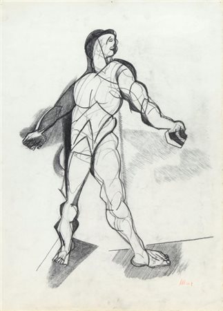 MARIO MERZ (1925 - 2003) Figura 1951 tecnica mista su carta cm 66x47,5...