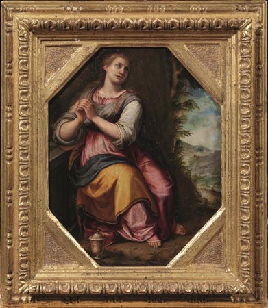 Pittore fiorentino, fine sec. XVI-inizi XVII MADDALENA olio su rame...