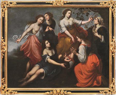 Orazio Fidani(Firenze 1606-1656)RITROVAMENTO DI MOSE'olio su tela, cm...