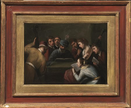Pasqualino Rossi (Vicenza 1639-Roma 1722) SCENA DI CONCERTO GIOCATORI DI DADI...