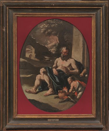 Scuola napoletana, sec. XVIIIALLEGORIA DELL'INVERNOolio su tela ovale, cm...
