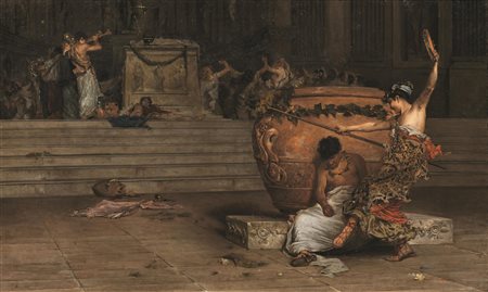 Giovanni Muzzioli(Modena 1854 - 1894)AL TEMPIO DI BACCOolio su tela, cm...
