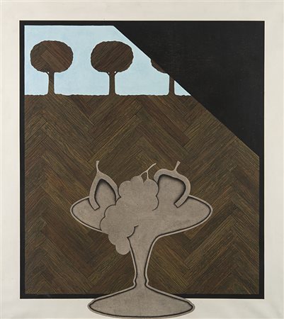 Angelo Cagnone (Carcare 1941) - "Natura morta" 1968 olio su tela, cm 98x88...