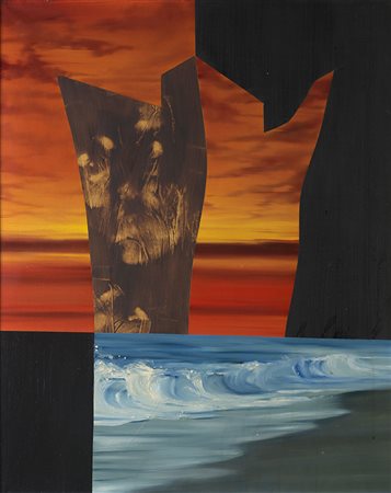 Antonio Recalcati (Bresso 1938) - "Tramonto sul mare" 1967 olio su tela, cm...