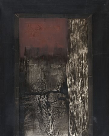 Antonio Recalcati (Bresso 1938) - "Figura sotto la porta" 1962 olio su tela,...