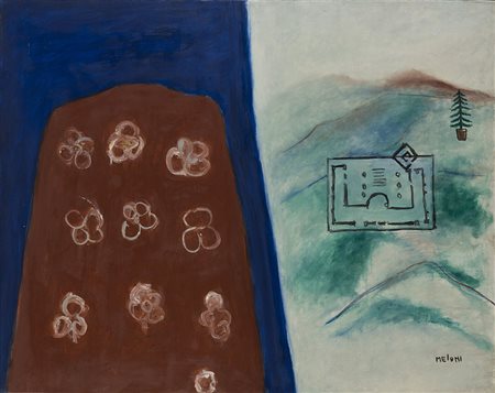 Gino Meloni (Varese 1905 - Lissone 1989) - "Bucaneve" 1969 olio su tela, cm...