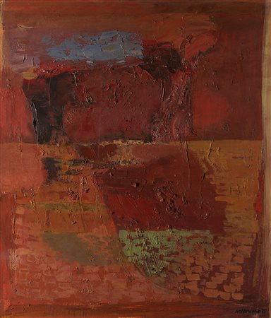 Natale Addamiano (Bitetto (BA) 1943) - "Paesaggio" 1975 olio su tela, cm...