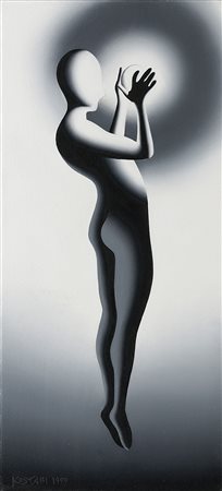 Kostabi Mark (Los Angeles 1960) - "Seeing blind" 1999 olio su tela, cm 76x35...